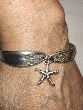 Vintage Silver Spoon Bracelet With Starfish Charms